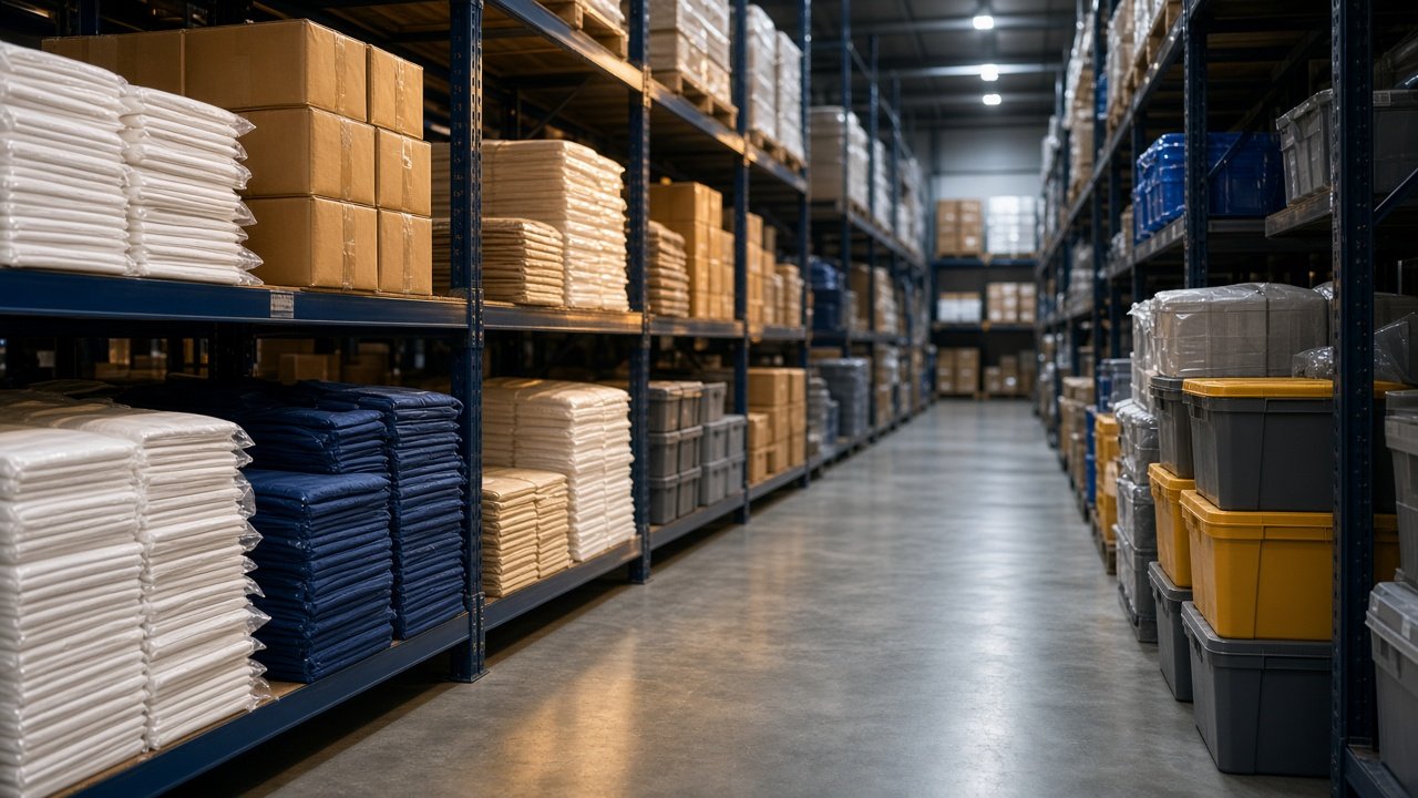 Organised warehouse of institutional materials and supplies